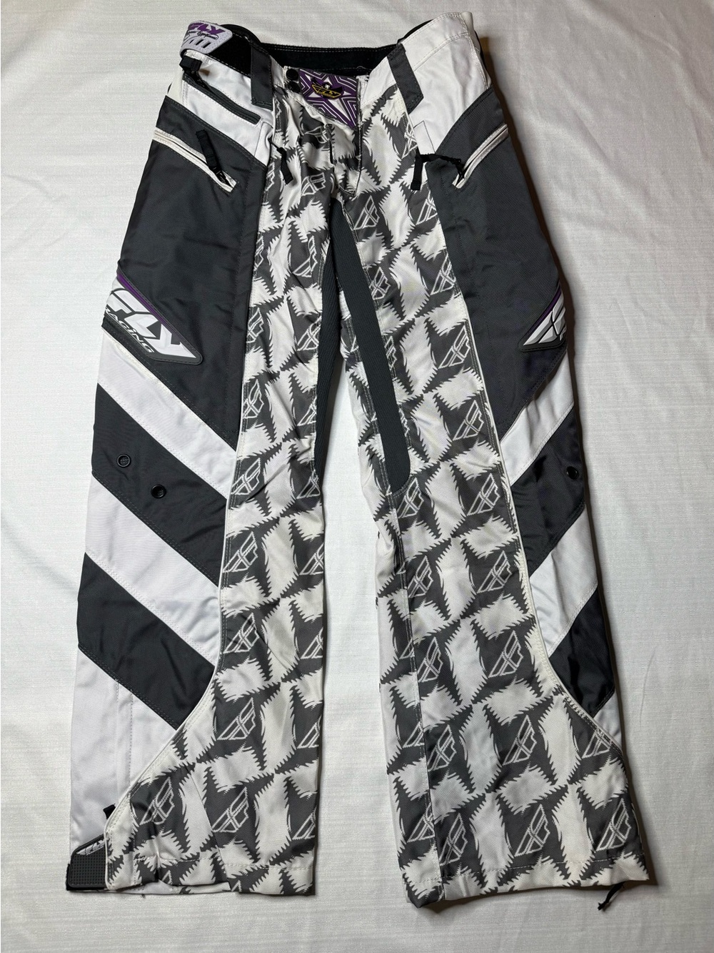 Fly Racing Womens Kinetic Motocross MotoX Racing Pants Gray & White Sz 5/6